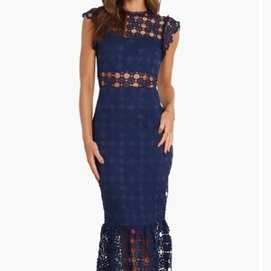 Petal & Pup Midnight Blue Lace Midi Dress